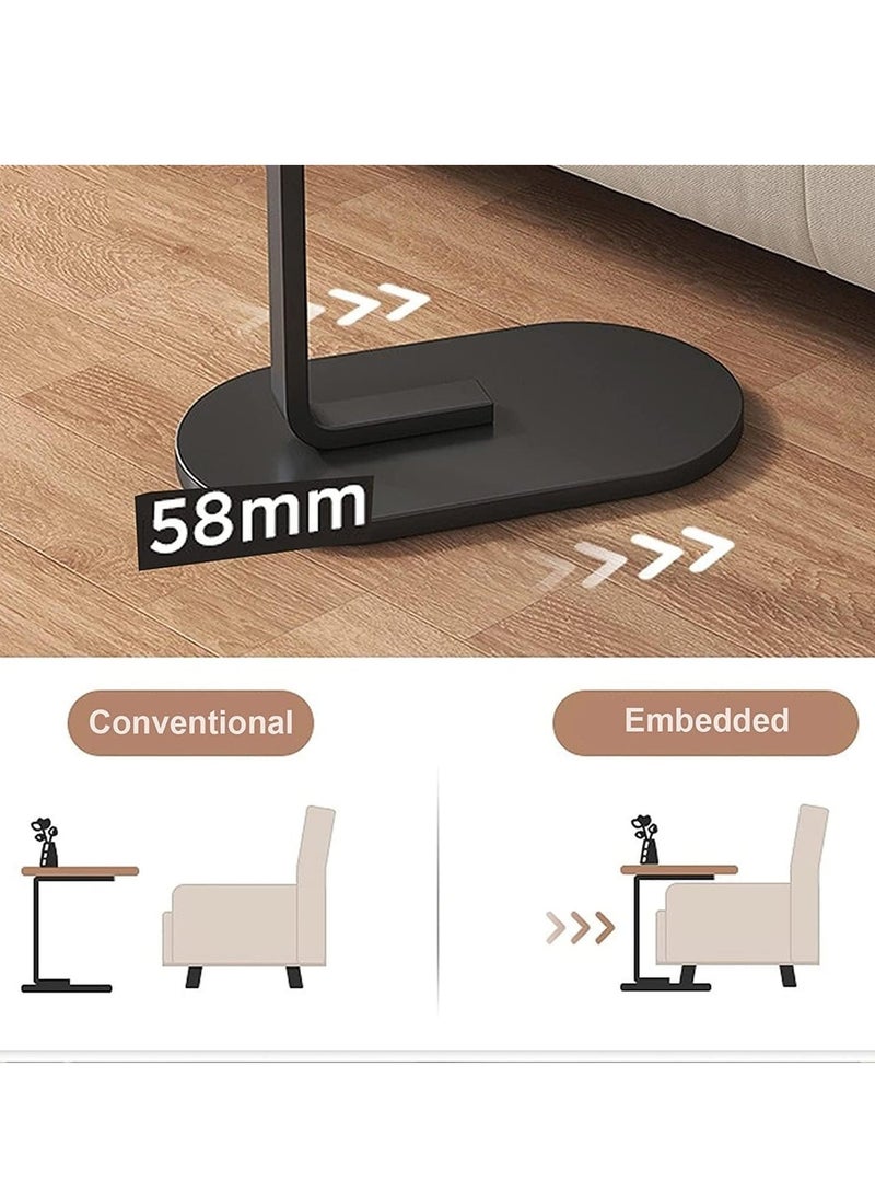 بيوينتي طاولة قهوة بيضاوية الشكل بتصميم C، متعددة الاستخدامات (للصالة، وتناول الوجبات الخفيفة، وحمل الحاسب المحمول، والغرفة، والمكتب، والأريكة، والسرير)، مقاومة للخدوش، وسهلة التجميع (بني × أسود) - Image 5